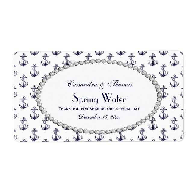 Nautical Anchor Pattern Pearl 2H Water Label (Front)