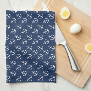 Nautical Anchor Pattern Tea Towel