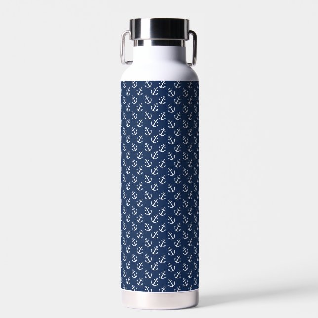 Nautical Anchor Pattern Water Bottle (Front)