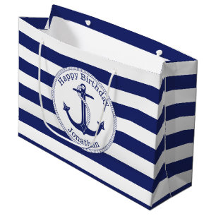 Nautical Anchor Personalised Birthday Large Gift Bag