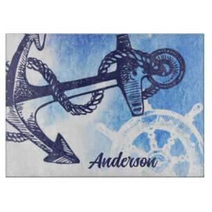Nautical Anchor Personalised Cutting Board