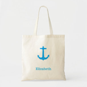 Nautical Anchor Personalised Name Monogram Tote Bag