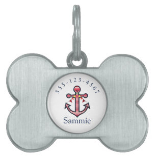 Nautical Anchor Personalised Pet Cat or Dog Tag