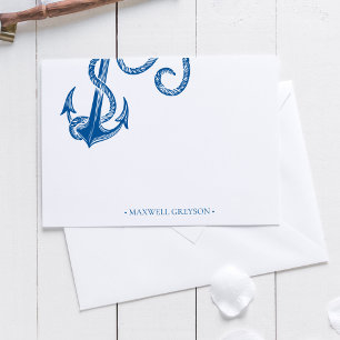 Nautical Anchor Personalised Stationery Small Card