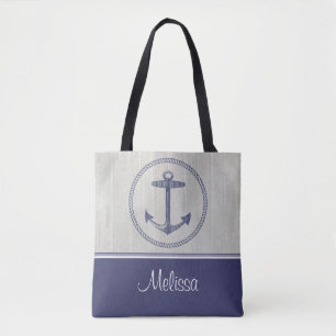 Nautical Anchor Personalised Tote Bag