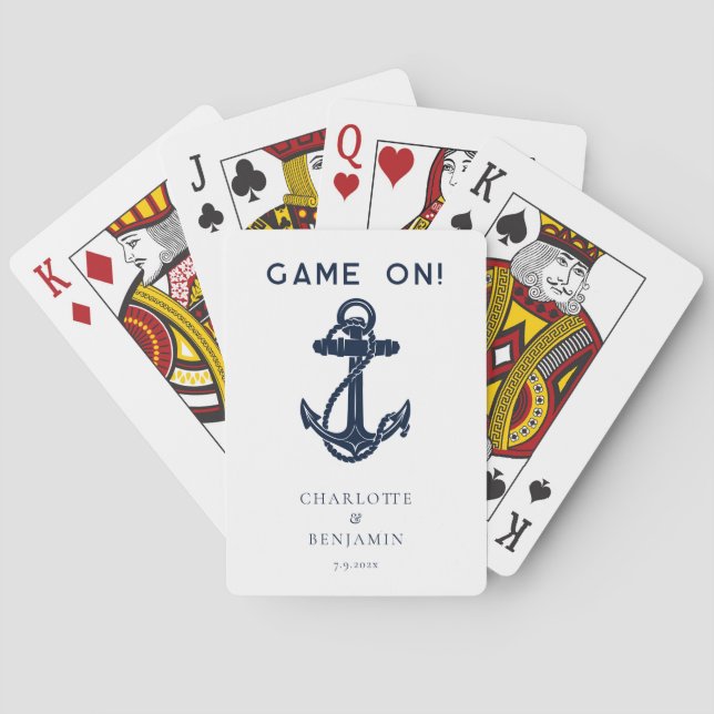 Nautical Anchor Personalised Wedding Playing Cards (Back)