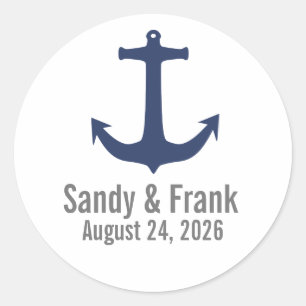 Nautical Anchor Personalised Wedding Stickers Seal