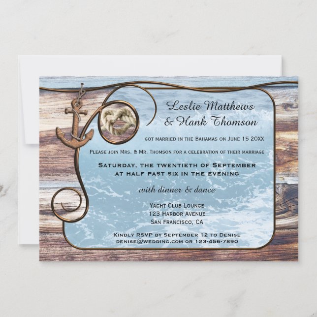 Nautical Anchor Post or After Wedding Invitation (Front)