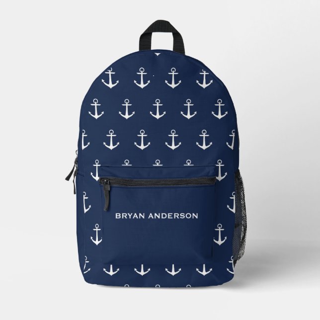 Nautical Anchor Printed Backpack (Front)
