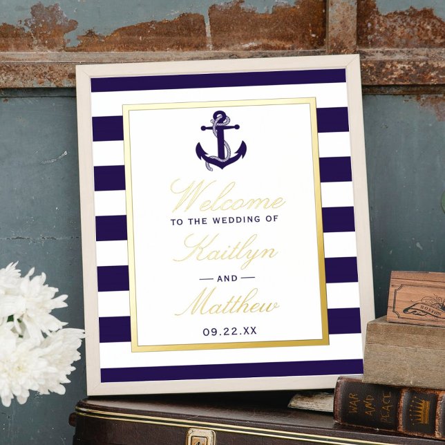 Nautical Anchor Real Foil Wedding Welcome Sign (Creator Uploaded)