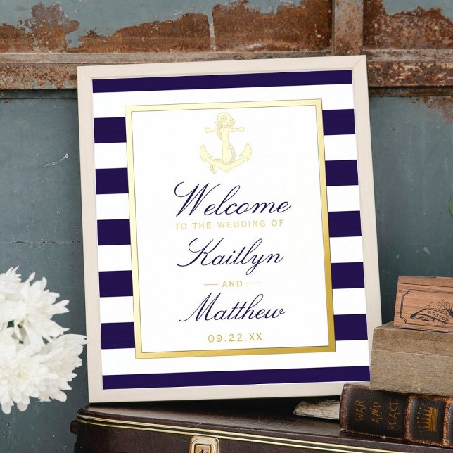 Nautical Anchor Real Foil Wedding Welcome Sign (Creator Uploaded)