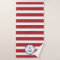 Nautical anchor red striped personalised towel