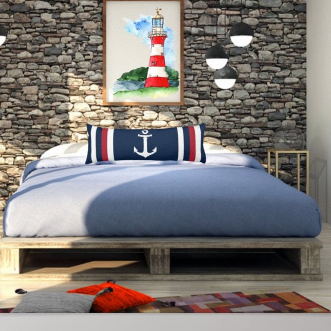 Nautical Anchor Red, White and Blue Body Pillow (Creator Uploaded)