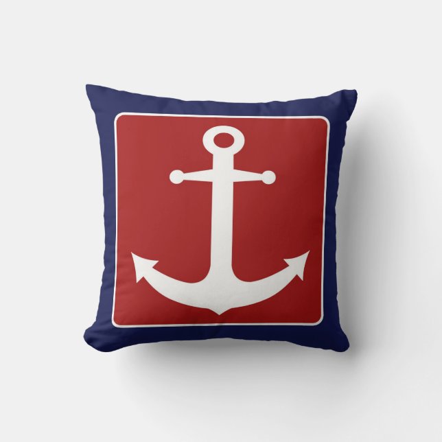 Nautical Anchor - Red White and Blue Cushion (Front)