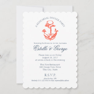 Nautical Anchor Rehearsal Dinner Invitation