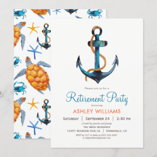 Nautical Anchor Retirement Party Invitation