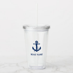 Nautical Anchor Rope Boat Name Acrylic Tumbler