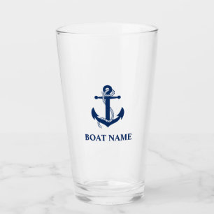 Nautical Anchor Rope Boat Name Glass