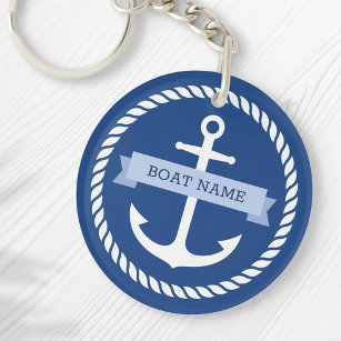 Nautical anchor rope border boat name keys key ring