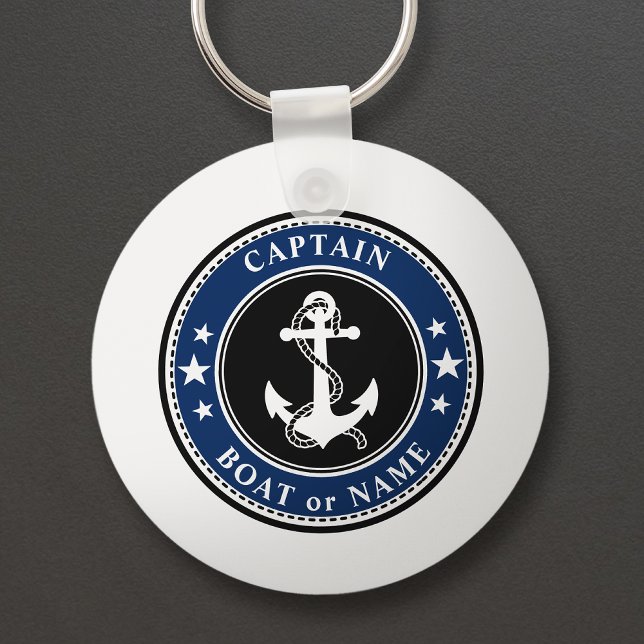 Nautical Anchor & Rope Captain Name or Boat Navy Key Ring (Creator Uploaded)