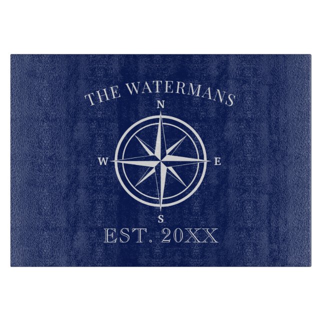 Nautical Anchor Rope Family Name Cutting Board (Front)