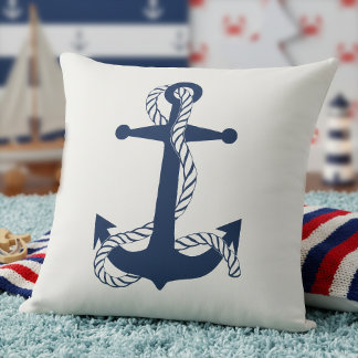 Nautical Anchor & Rope Navy White ID836 Cushion