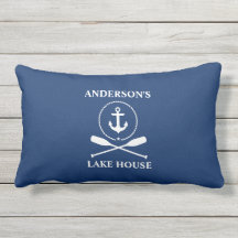 Nautical Anchor Rope Oars Navy Blue Lake House