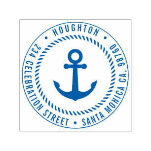 Nautical Anchor & Rope   Round Return Address Self-inking Stamp
