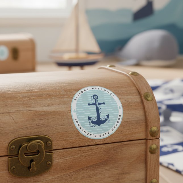 Nautical Anchor & Rope Safe Harbor ID1250 Classic Round Sticker (Creator Uploaded)