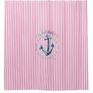 Nautical Anchor,Rope, Sailing,Stripes, Modern Shower Curtain