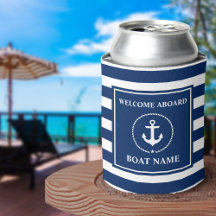 Nautical Anchor Rope Striped Boat Name Welcome