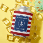 Nautical Anchor Rope Striped Boat Name Welcome RWB