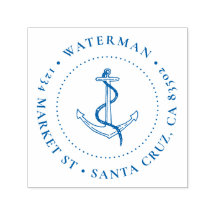 Nautical Anchor Round Family Name Return Address