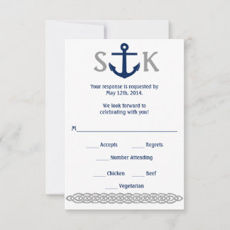 Nautical Anchor RSVP Card Navy and Grey