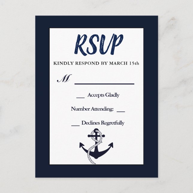 Nautical Anchor RSVP Wedding Card (Front)