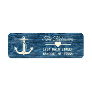 Nautical Anchor Rustic Blue Holiday Return Address