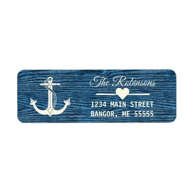 Nautical Anchor Rustic Blue Holiday Return Address (Front)