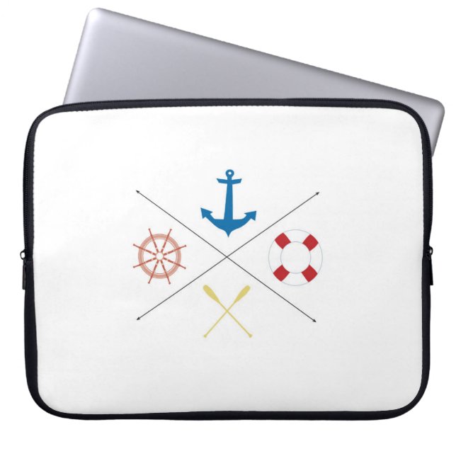 Nautical Anchor Sail Sailing Boat 15" Laptop Case (Front)