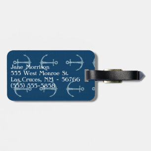 Nautical Anchor Sail Sailing Boat Ore Luggage Tag