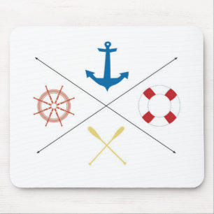 Nautical Anchor Sail Sailing Boat Ore Mouse Pad