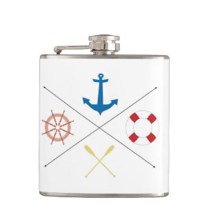 Nautical Anchor Sail Sailing Boat Whiskey Flask