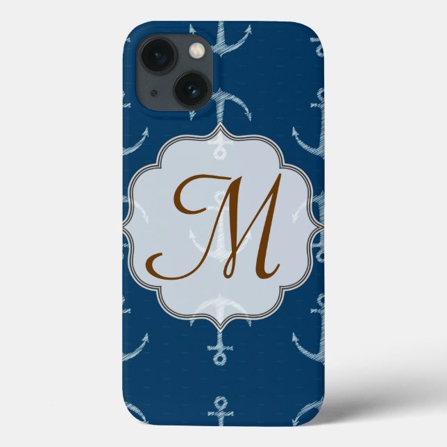 Nautical Anchor Sail Sailing Monogram IPAD Case (Back)