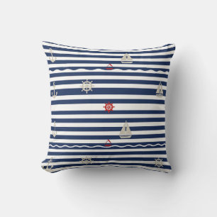 Nautical Anchor Sailboat Stripe Pattern Cushion