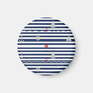 Nautical Anchor Sailboat Stripe Pattern Magnet