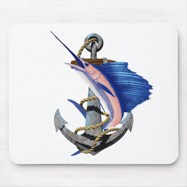 Nautical Anchor Sailfish Fishing Mouse Mat (Front)
