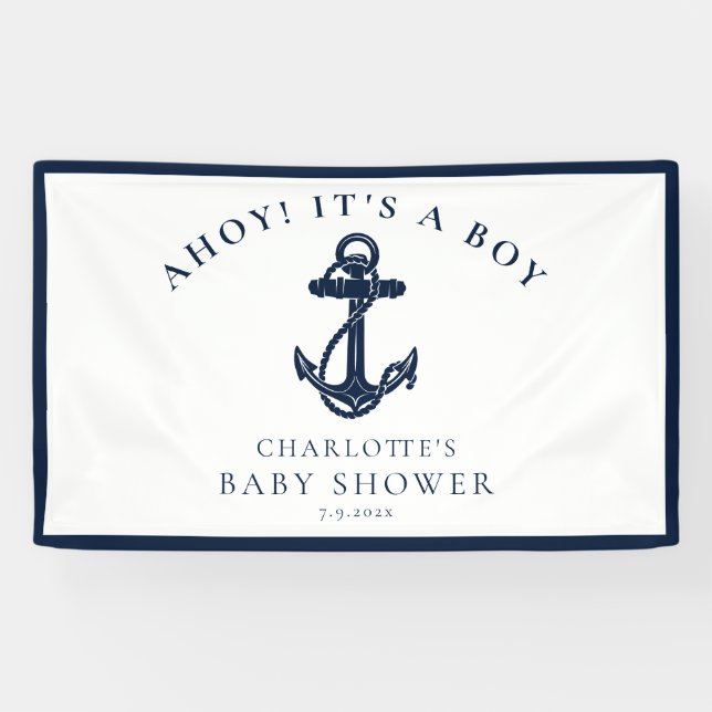 Nautical Anchor Sailing Boy Baby Shower Banner (Horizontal)