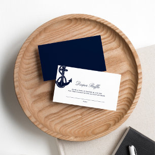 Nautical Anchor Script Baby Shower Diaper Raffle Enclosure Card