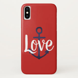 nautical ANCHOR + script LOVE   iPhone X Case