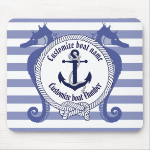 Nautical Anchor/Seahorse/knot/Customize name, # Mouse Mat