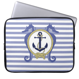 Nautical anchor/Seahorse/ knot/stripes Laptop Sleeve